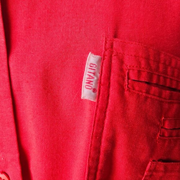 Vintage 80s 90s Gitano Red Long Sleeve Button Front Boxy Oversized Shirt L Large - Picture 3 of 9